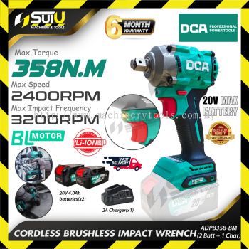 [SET] DCA ADPB358 / ADPB358BM 358NM 20V Cordless Impact Wrench c/w 2 x Batt 4.0Ah + Charger