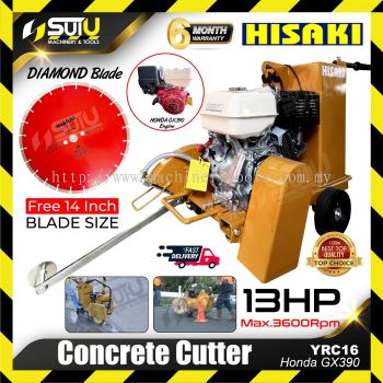 HISAKI YRC16 13HP Concrete Cutter / Road Cutter c/w 14" Diamond Blade (Honda GX390 Engine)