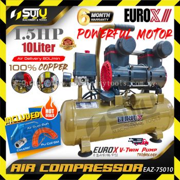 [PACKAGE] EUROX EAZ-75010 / EAZ75010 1.5HP 8Bar 10L Air Compressor / Kompressor 2850RPM