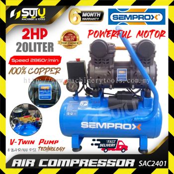 [COMPRESSOR ONLY] SEMPROX SAC2401 2HP 20L Oil Free / Oilless Silent Air Compressor / Kompressor 8Bar 1500W