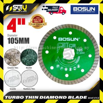 BOSUN B04F3TCE 4" / 105MM Turbo Thin Diamond Blade for cutting Tiles