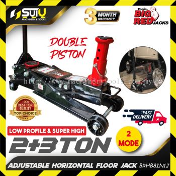 BIGRED BRHB8IN1J / TZ830027H 2+3TON Double Piston Adjustable Horizontal Floor Jack (Low Profile & Super High)