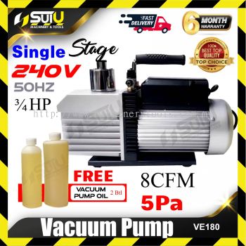 VE180 3/4HP Single Stage Vacuum Pump 8CFM