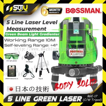 [WITH TRIPOD] BOSSMAN BGE-17 / BGE17 5-Line Green Laser Level