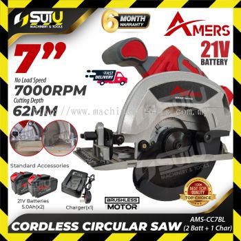 AMERS AMS-CC7BL / CCBL 7" 21V Cordless Circular Saw 700RPM w/ 2 x Batt 5.0Ah + Charger