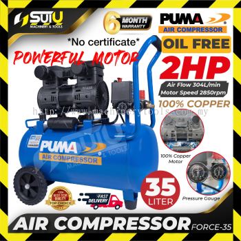 [COMPRESSOR ONLY] PUMA FORCE-35 / FORCE35 / FORCE 35 2HP 35L Oil Free / Oilless Air Compressor / Kompressor 1450W