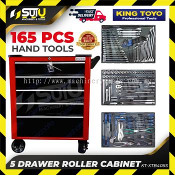 KING TOYO KT-XTB405S 165PCS 5 Drawer Roller Cabinet Tool Set