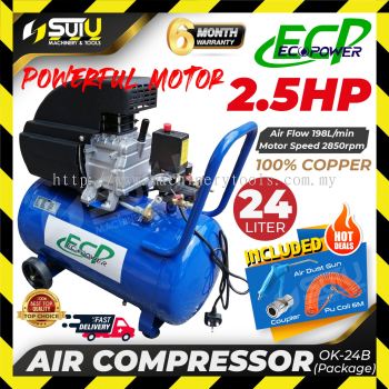 [PACKAGE] ECP / ECOPOWER OK-24B / OK24B 2.5HP 8Bar 24L Air Compressor / Kompressor 2850RPM