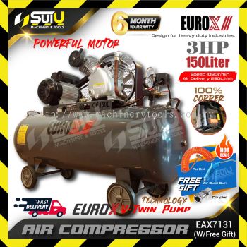 [PACKAGE] EUROX EAX7131 / EAX-7131 / EAW7131 150L 3HP 12.5BAR Air Compressor 1080RPM