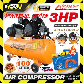 [PACKAGE] AIRBANK AB-30100-65C / AB310065C 3HP 100L Air Compressor / Kompressor 8Bar 1050RPM