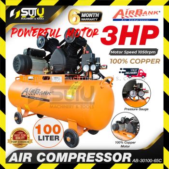 [COMPRESSOR ONLY] AIRBANK AB-30100-65C / AB310065C 3HP 100L Air Compressor / Kompressor 8Bar 1050RPM