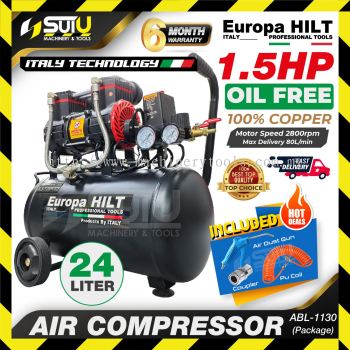 [PACKAGE] EUROPA HILT ABL1130 / ABL-1130 24L 1.5HP Oil Free / Oilless Air Compressor 1.1kW / 2800RPM