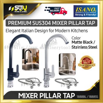 ISANO 1888BL / 1888SS SUS304 Stainless Steel Pillar Tap / Kitchen Sink Tap