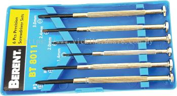 BERENT Precision Screwdriver Set (6 PCS) (Phillips & Slotted/ Flathead) - BT8011