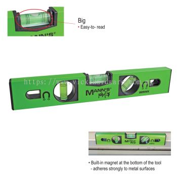 MANN'S Premium Aluminium Level/ Magnetic Level Tool (12 Inches/18 Inches/24 Inches)(Green) - 00906K/ 00906L/ 00906M