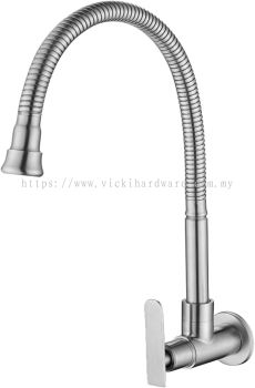 SLINE SUS304-FX1113 SUS 304 Stainless Steel Flexible Sink Wall Tap - 00917T