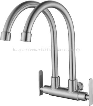 SLINE SUS304-TW1113 Two head/ Double Head Wall Sink Tap - 00917X