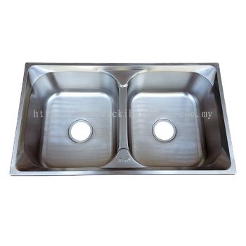 SLINE 8046# XD22CM 1.0mm Stainless Steel Double Bowl - 00530QB