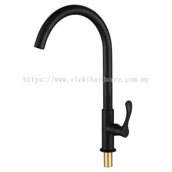 SLINE BLC T22 2113BC Black Pillar Sink Tap - 00925B