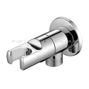 SLINE H6113-CR Angle Valve + Holder (Chrome) - 00924F