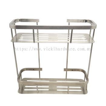 SLINE SUS304 Stainless Steel Matte Double layer Soap Rack (Rectangle) - 00646GM