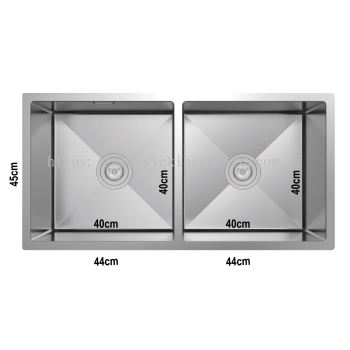 SLINE SUS304 8845 Under-mount Square Double Bowl - 00600K