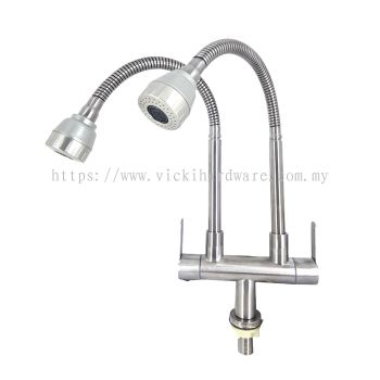 SLINE SSTW FX2-2113A Two/ Double Flexible Pillar Sink Tap/ Faucet - 00917JF