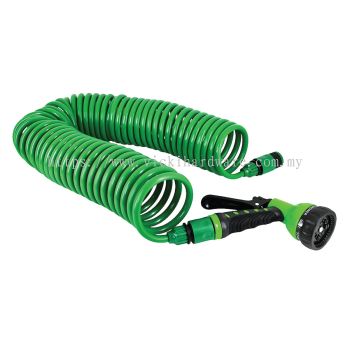 Heavy-Duty Recoil Spiral Garden Hose with Spray Nozzle (15M) - 00329A