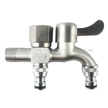 SLINE SUS 304 Stainless Steel Two Function Garden Tap/ Faucet + Garden Nozzle - 00917RE