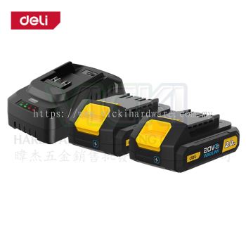 DELI 2.0AH Li-Ion Charger & Battery Set (2 PCS)(21V) - DL-CM20A2E