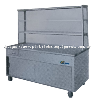 S/S TEA COUNTER WITH GLASS OVERSHELF