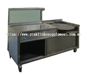 S/S DIPPED ROTI CANAI STALL WITH GLASS SHELF