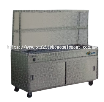 S/S BAIN MARIE WITH 1 TIER GLASS OVERSHELF
