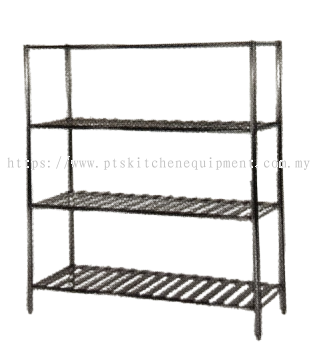 S/S 4 TIER RACK - SLATTED