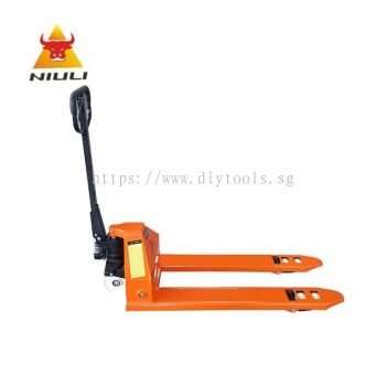 DIYTOOLS.SG : "NIULI" 5 TON HYDRAULIC HAND PALLET TRUCK, SIZE: 685 X 1220MM (DOUBLE NYLON WHEEL-ORANGE COLOUR)