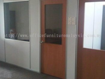 Supply and instal gypsum Board Partition and Half Glass Plywood Door