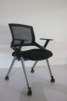 Lowback folding mesh chair with armrest