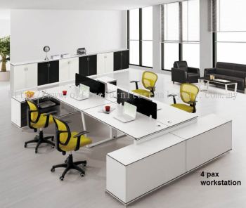 Workstation with Cassia leg and side cabinet