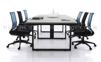 Boat shape conference table with Cassia metal leg