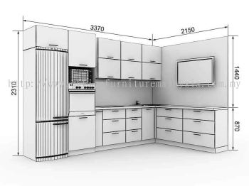 L shape build in pantry cabinet design drawing 1