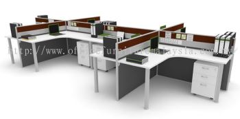 8 cluster L shape workstation with I metal leg