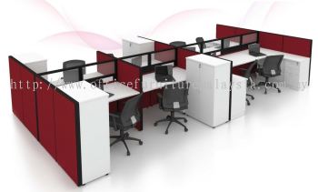 8 cluster office workstation with medium height cabinet