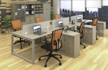 6 pax workstation with side cabinet and acrylic panel