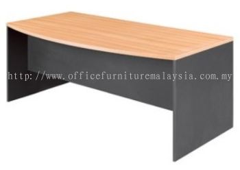 D shape table with wooden panel leg (Beech and dark grey)