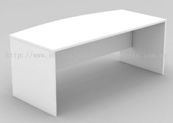 D shape table with wooden panel leg (Full white)