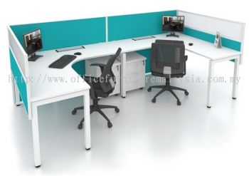 2 pax L shape office workstation with block system