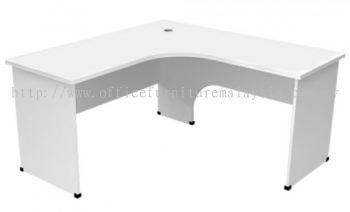 Full white L shape table with particle board