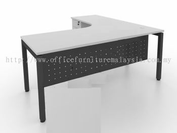 L shape table with 2+1 fixed pedestal and U metal leg