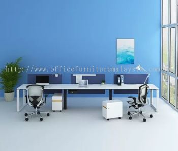 Simple office workstation for 6 pax Blue colour design