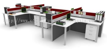 8 cluster L shape office workstation with metal leg